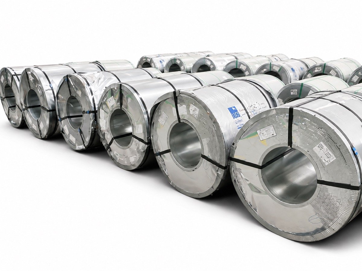 Rows of galvanized steel coils