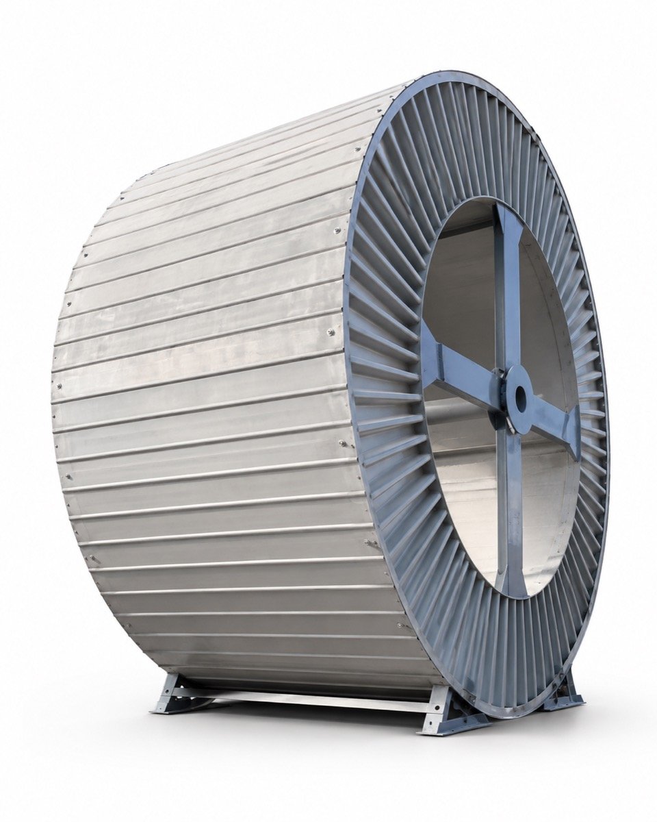 Empty steel cable reel
